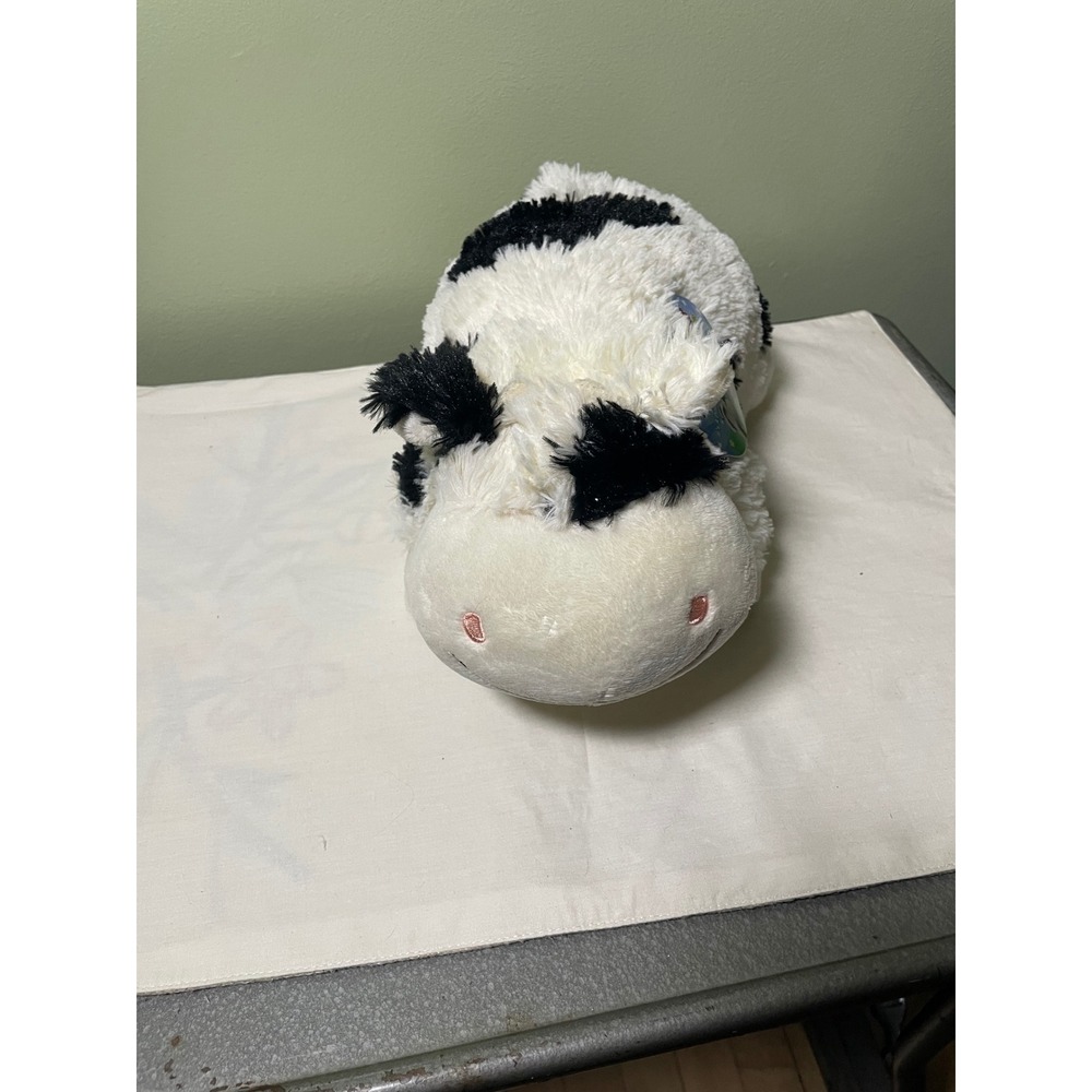 Pillow Pets Pee-Wees Cow Plush Stuffed Animal Travel Pillow Black White Spotted‎